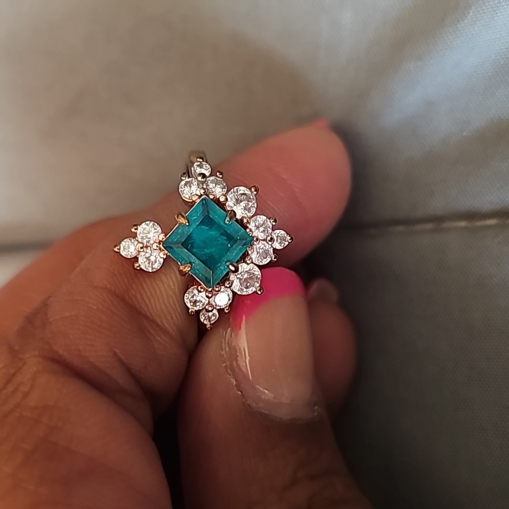 Emerald and Diamond CZ Ring